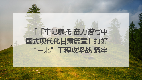 「牢记嘱托 奋力谱写中国式现代化甘肃篇章」打好“三北”工程攻坚战 筑牢国家西部生态安全屏障