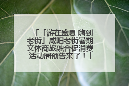 「游在盛夏 嗨到老街」咸阳老街暑期文体商旅融合促消费活动周预告来了！