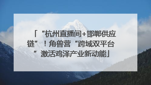 “杭州直播间+邯郸供应链”！角兽营“跨域双平台”激活鸡泽产业新动能