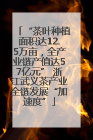 “茶叶种植面积达12.5万亩，全产业链产值达57亿元” 浙江武义茶产业全链发展“加速度”