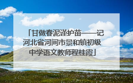 甘做春泥谨护苗——记河北省河间市景和镇初级中学语文教师程桂霞
