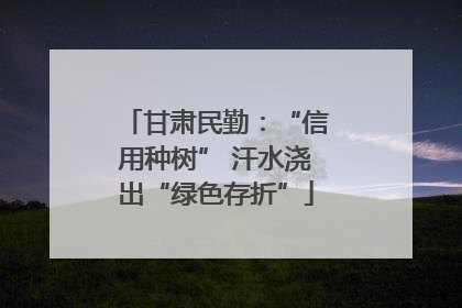 甘肃民勤：“信用种树” 汗水浇出“绿色存折”