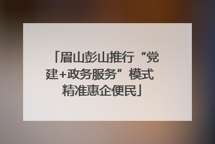 眉山彭山推行“党建+政务服务”模式 精准惠企便民