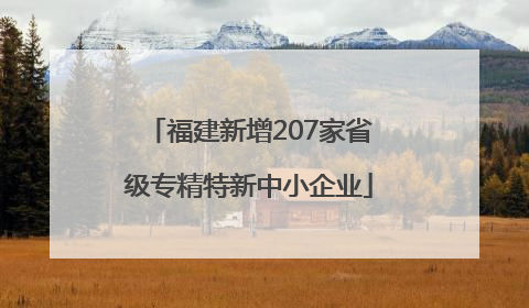 福建新增207家省级专精特新中小企业