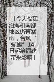 今天福建沿海和南部地区仍有暴雨，台风“蝴蝶”14日起给福建带来影响