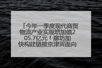 今年一季度现代商贸物流产业实现增加值205.7亿元！廊坊加快构建链接京津冀面向全世界的物流通道
