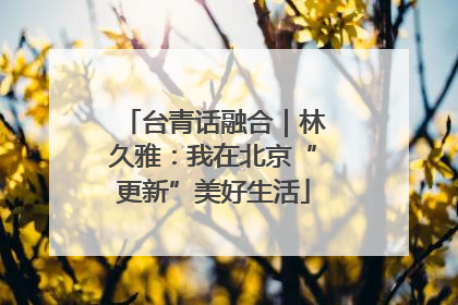 台青话融合｜林久雅：我在北京“更新”美好生活