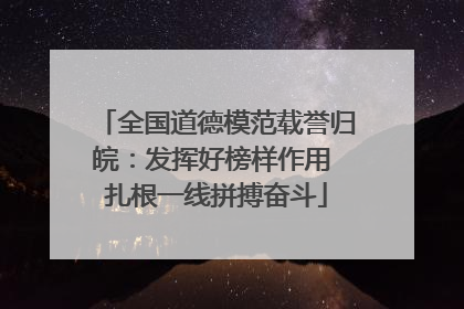 全国道德模范载誉归皖：发挥好榜样作用 扎根一线拼搏奋斗