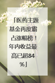 医药主题基金再度霸占涨幅榜！年内收益最高已超84%