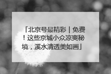 北京号最精彩｜免费！这些京城小众凉爽秘境，溪水清透美如画