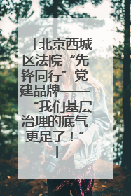 北京西城区法院“先锋同行”党建品牌——“我们基层治理的底气更足了！”