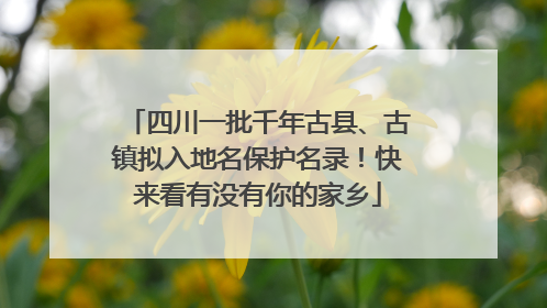 四川一批千年古县、古镇拟入地名保护名录！快来看有没有你的家乡