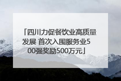 四川力促餐饮业高质量发展 首次入围服务业500强奖励500万元