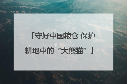 守好中国粮仓 保护耕地中的“大熊猫”