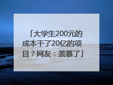 大学生200元的成本干了20亿的项目？网友：羡慕了