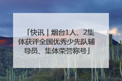 快讯｜烟台1人、2集体获评全国优秀少先队辅导员、集体荣誉称号