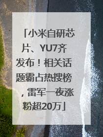 小米自研芯片、YU7齐发布！相关话题霸占热搜榜，雷军一夜涨粉超20万