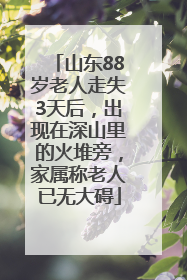 山东88岁老人走失3天后，出现在深山里的火堆旁，家属称老人已无大碍