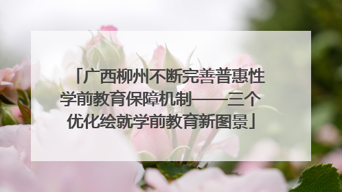 广西柳州不断完善普惠性学前教育保障机制——三个优化绘就学前教育新图景