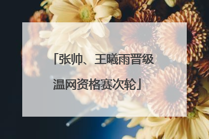 张帅、王曦雨晋级温网资格赛次轮
