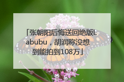 张朝阳后悔送回绝版Labubu，胡润称没想到能拍到108万