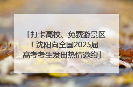 打卡高校、免费游景区！沈阳向全国2025届高考考生发出热情邀约
