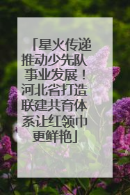 星火传递推动少先队事业发展！河北省打造联建共育体系让红领巾更鲜艳