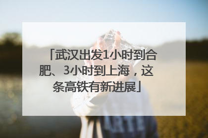 武汉出发1小时到合肥、3小时到上海，这条高铁有新进展