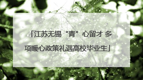江苏无锡“青”心留才 多项暖心政策礼遇高校毕业生