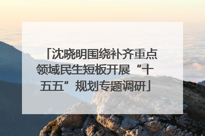 沈晓明围绕补齐重点领域民生短板开展“十五五”规划专题调研