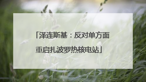 泽连斯基：反对单方面重启扎波罗热核电站