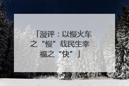 漫评：以慢火车之“慢”载民生幸福之“快”