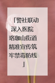 警社联动深入医院 珞珈山街道精准宣传筑牢禁毒防线