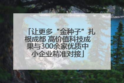 让更多“金种子”扎根成都 高价值科技成果与300余家优质中小企业精准对接