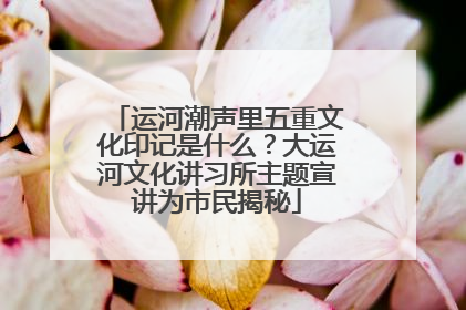 运河潮声里五重文化印记是什么？大运河文化讲习所主题宣讲为市民揭秘