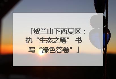 贺兰山下西夏区：执“生态之笔” 书写“绿色答卷”