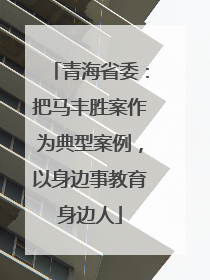 青海省委：把马丰胜案作为典型案例，以身边事教育身边人