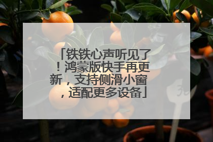 铁铁心声听见了！鸿蒙版快手再更新，支持侧滑小窗，适配更多设备