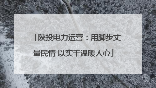 陕投电力运营：用脚步丈量民情 以实干温暖人心