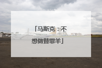 马斯克：不想做替罪羊