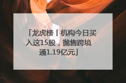 龙虎榜丨机构今日买入这15股，抛售跨境通1.19亿元