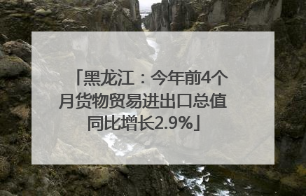 黑龙江：今年前4个月货物贸易进出口总值同比增长2.9%