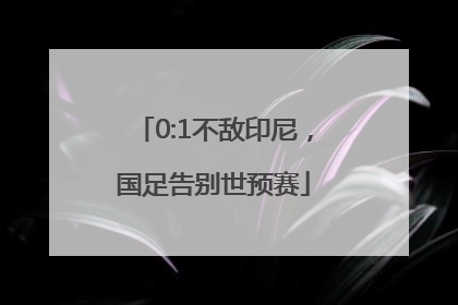 0:1不敌印尼，国足告别世预赛